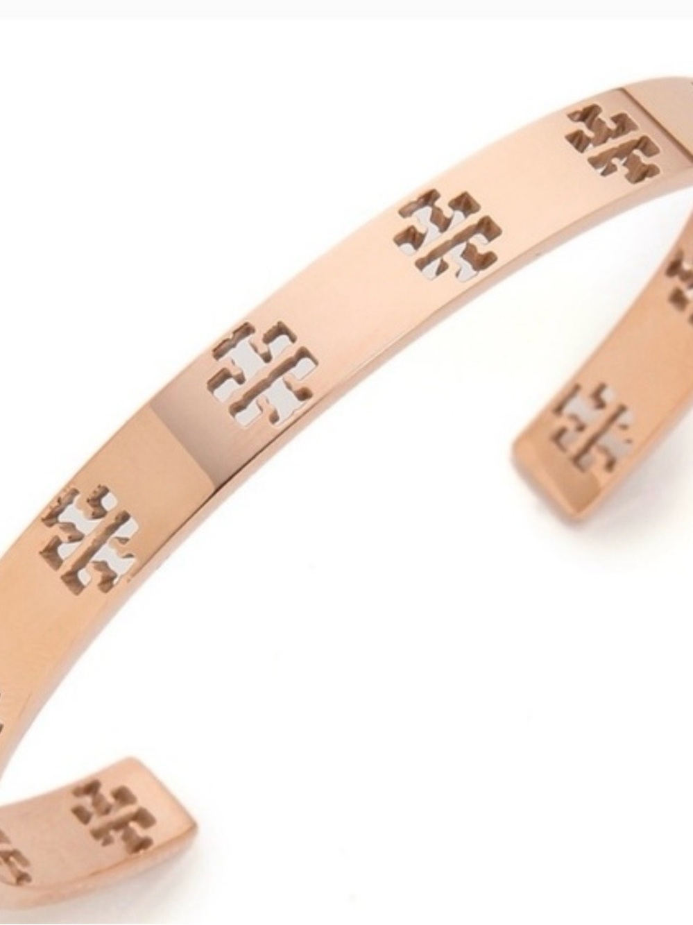 Tory Burch Rose Gold-Tone Cutout Logo Cuff